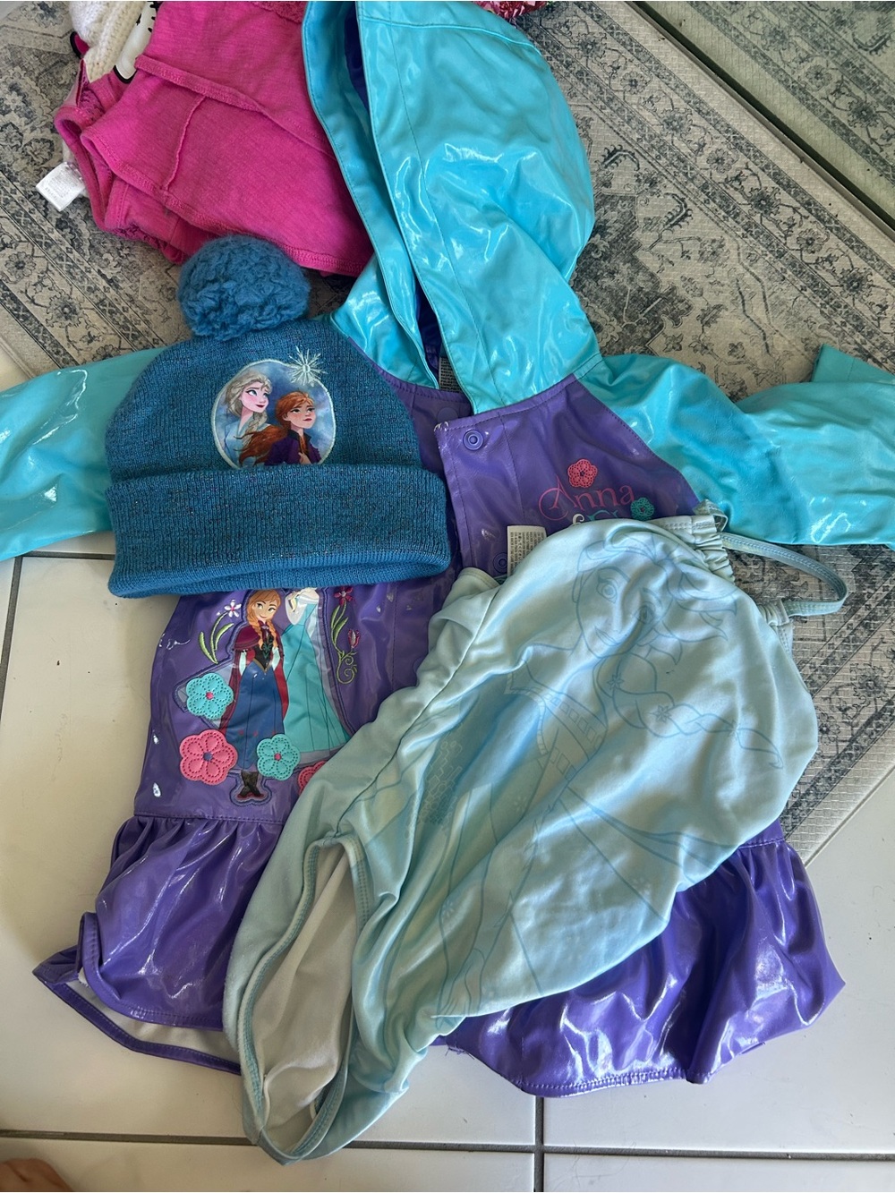Disney Purple and Light Blue Anna & Elsa Ruffle Rain Jacket